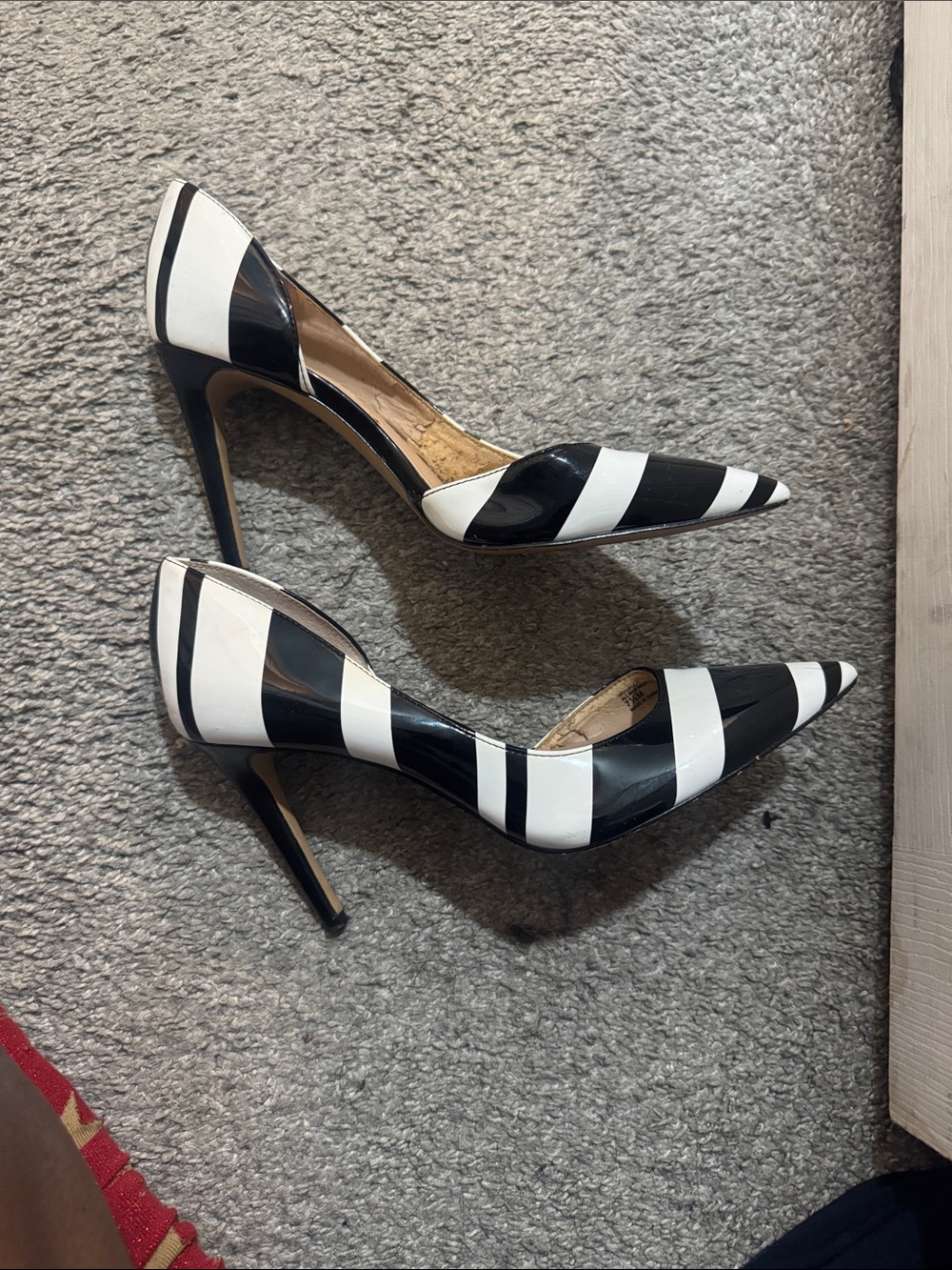 INC International Concepts Black and White Striped Pointed-Toe Stiletto Heels